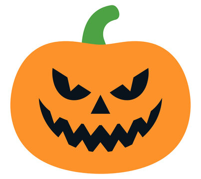 Menacing evil grin Halloween pumpkin head with angry triangular eyes spooky seasonal vector graphic