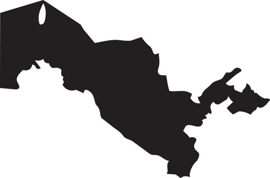 Uzbekistan map silhouette, black vector outline of Uzbekistan, minimalist geographic country shape for infographics and travel design
