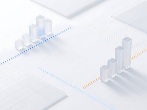 Business Growth Graph on Table with Pen, Financial Chart, Rising Arrow, Market Data, Profit Increase and Success Concept on White Background