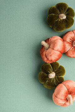 Decorative Velvet Pumpkins Arrangement Celebrating Autumn Harvest and Cozy Home Decor Accents