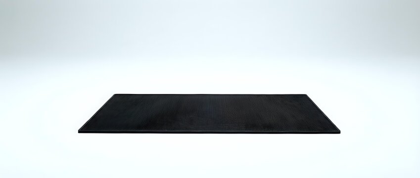 Sleek black trapezoid shape on neutral background, suitable for graphic design, web elements, and modern digital layouts.
