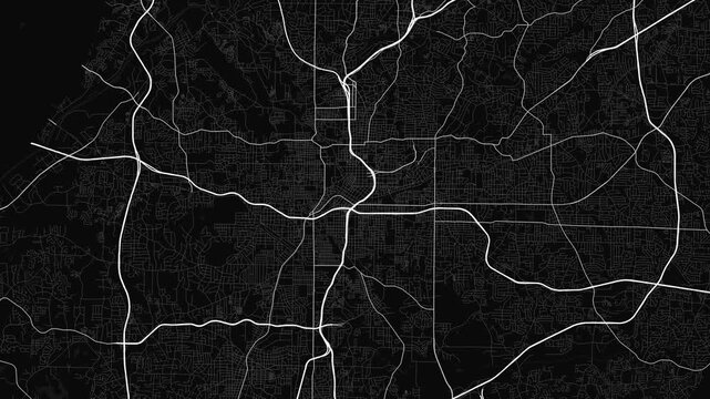 Atlanta 4K Black Map Animation - Urban Road Network and Infrastructure Growth