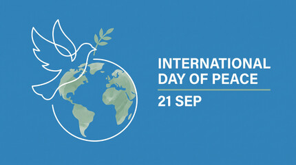 Naklejka premium International Day of Peace, national Day of Peace, Day of Peace, peace, day. Elegant line art illustration of a dove and globe for the September 21st celebration.