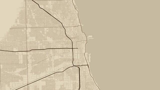 Chicago 4K Old_map Map Animation - Urban Road Network and Infrastructure Growth