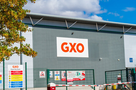 Minworth, Birmingham, UK - August 22 2026: External building logotype of GXO, an American multinational logistics and warehousing company
