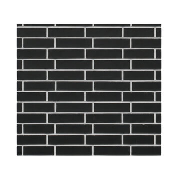 Black brick wall pattern texture with white grout lines isolated on transparent background