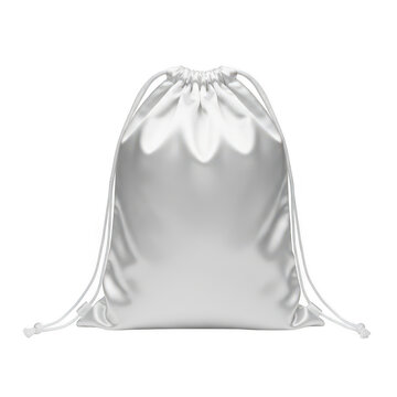 Blank silver drawstring backpack bag isolated on white isolated on transparent background
