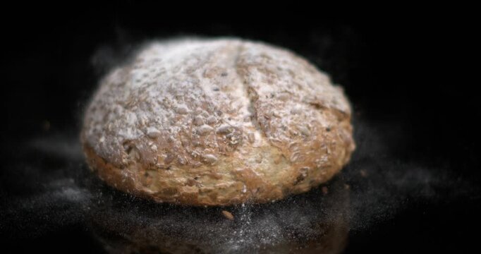 Slow motion of bread baking with detailed movement and texture analysis
