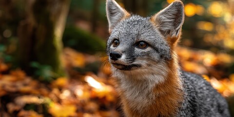 Naklejka premium Grey fox in a natural setting