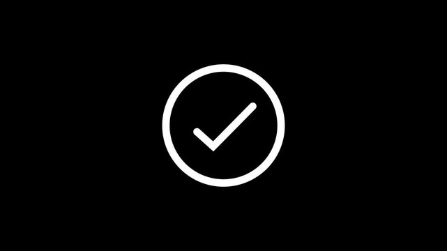 Chick list icon on circle.  Tick mark animation on a background , tick mark symbol ok button animated, with 4k video animation.