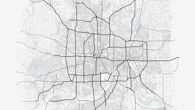 Minneapolis 4K White Map Animation - Urban Road Network and Infrastructure Growth