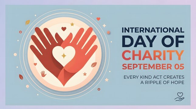 Red hands forming a heart shape international day of charity illustration