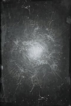 Dark moody grunge background with a central white light illumination and scattered speckles