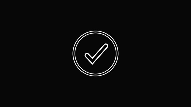 Chick list icon on circle.  Tick mark animation on a background , tick mark symbol ok button animated, with 4k video animation.