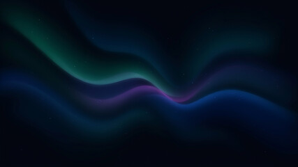 Fototapeta premium Aurora Borealis Abstract: Ethereal waves of the northern lights dance across a dark night sky, painting the darkness with vibrant hues of green, purple, and blue.