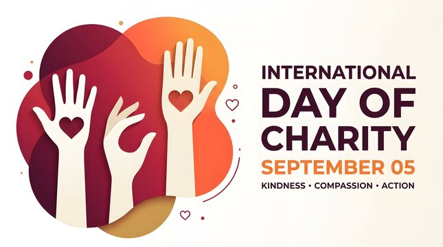 Hands with hearts illustration promotes international day of charity awareness