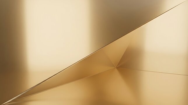 Abstract gold metal texture with sharp diagonal edge and soft light reflection background