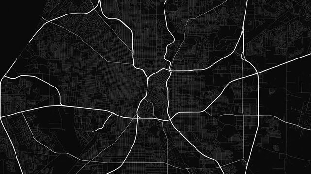 San Antonio 4K Black Map Animation - Urban Road Network and Infrastructure Growth
