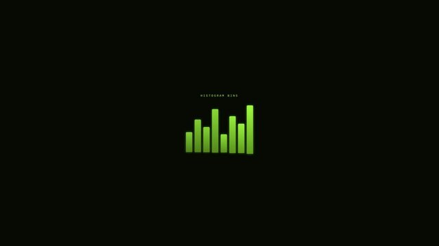 Dynamic motion of green bar graph in digital animation representing data analysis and growth.