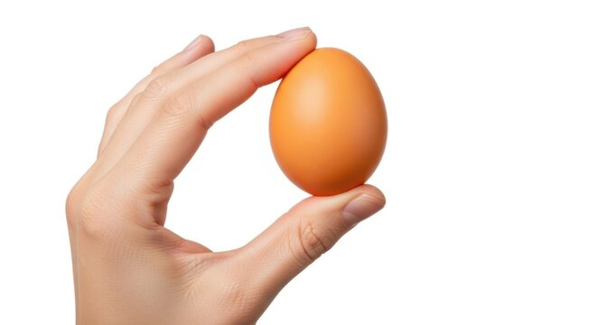 Hand holding a large orange egg