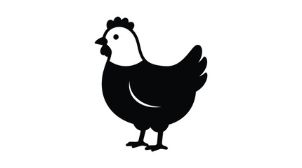 Fototapeta premium Simple black and white line art illustration of a standing hen or chicken