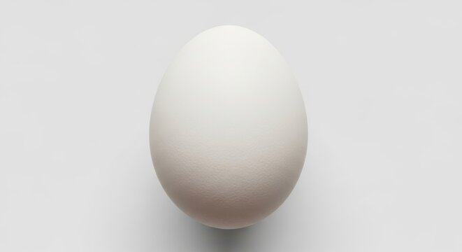 Simple white ostrich egg on plain surface