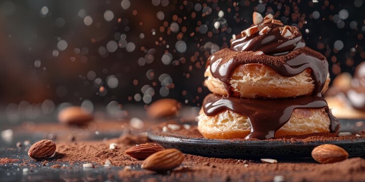 Chocolate almond pastries, prepared and ready for enjoyment