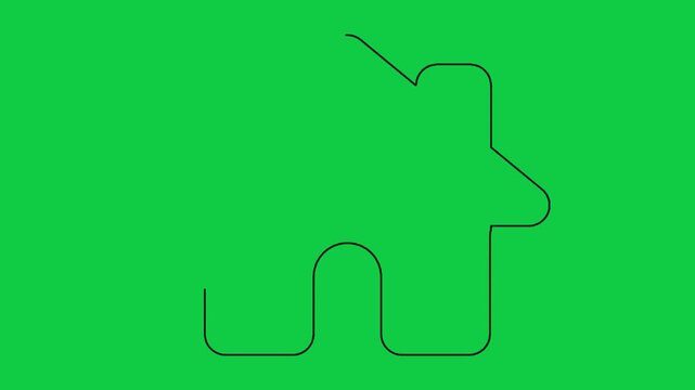 Minimalist house icon continuous line drawing animation on green screen background for real estate.