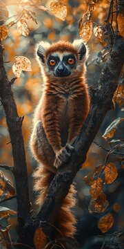 A primate strolling along a branch