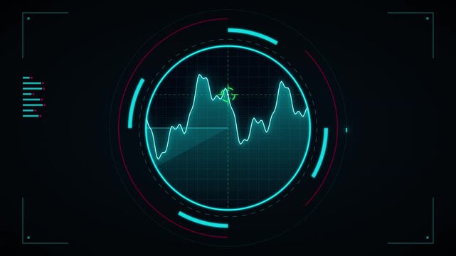 Futuristic HUD interface with data visualization and scanning waveform