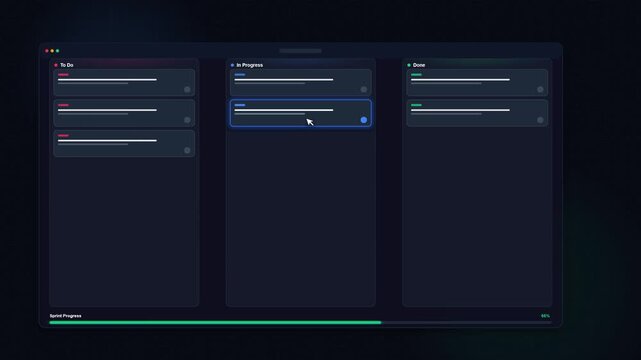 Digital Kanban Board Task Management Software Interface