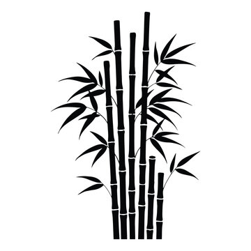 A cluster of bamboo stalks and leaves forms a striking black silhouette
