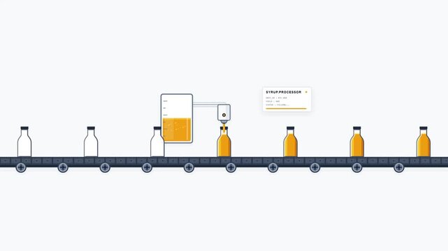 Automated Syrup Production Bottling Line Animation