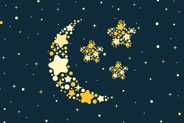 Galaxy and the Crescent moon of the Star night background. © Sudakarn
