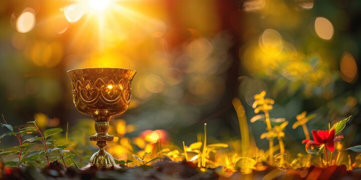 Golden bowl, significant ritual, marriage, ordination event. (with Clipping Path)
