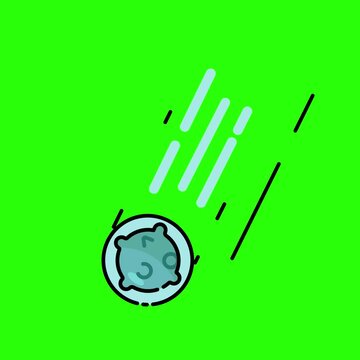Falling blue meteorite animation clip featuring a fast glowing trail and smooth cartoon style motion effects