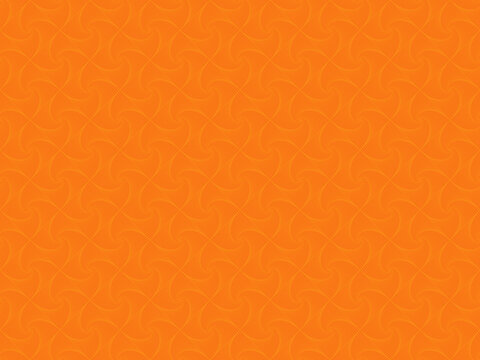 Seamless spiral pattern of bright yellow lines with squares on vibrant orange background. Abstract high resolution full frame background with copy space.