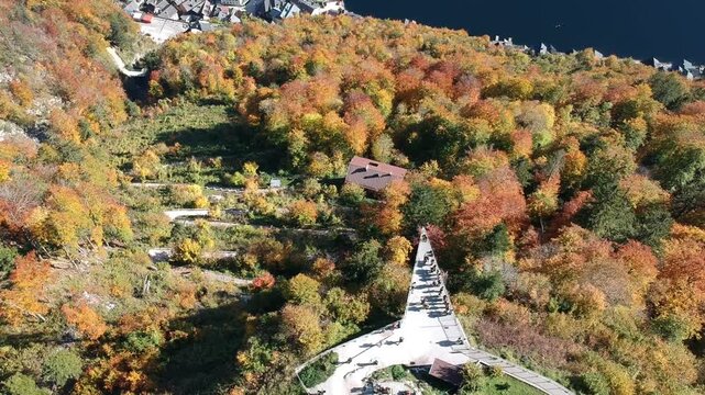 Five Fingers Dachstein, Austria, Drone View of Alpine Landscape Above the Hallstatt Region in Autumn