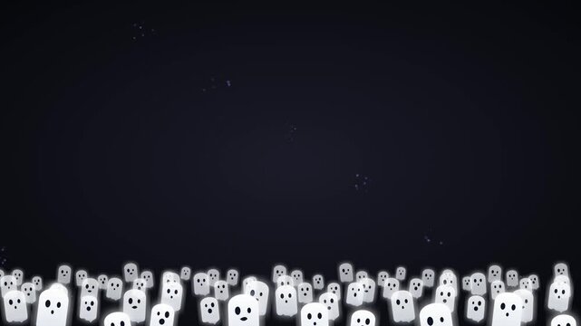 Cute Cartoon Ghosts Floating on Dark Background