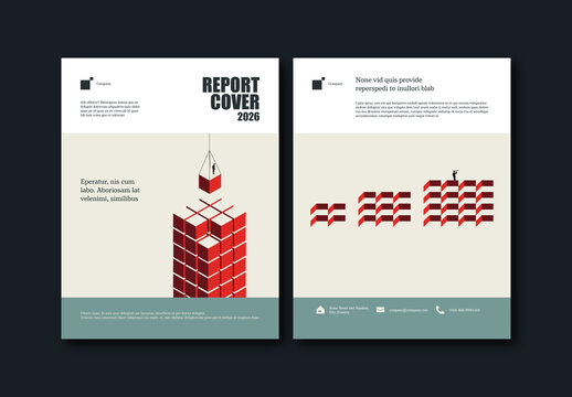 Business Report Cover Template with Growth and Technology Scalability Minimal Illustration