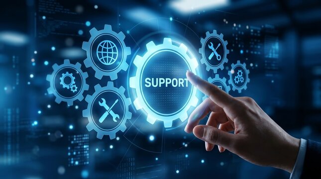 Technical assistance and customer service support system workflow.