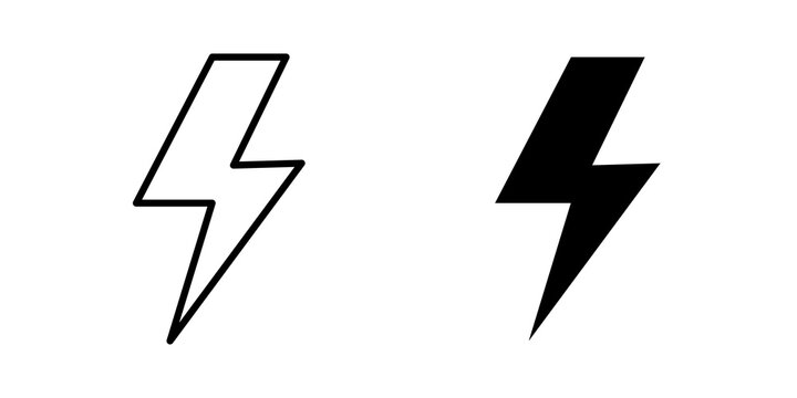 Lightning Flash icon simple drawings set. EPS10