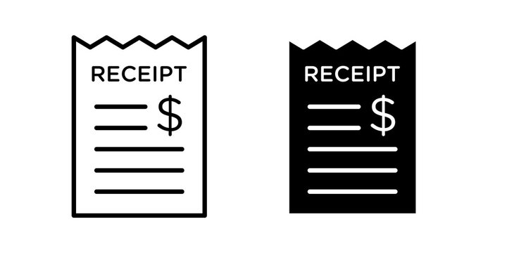 Receipt icon simple drawings set. EPS10