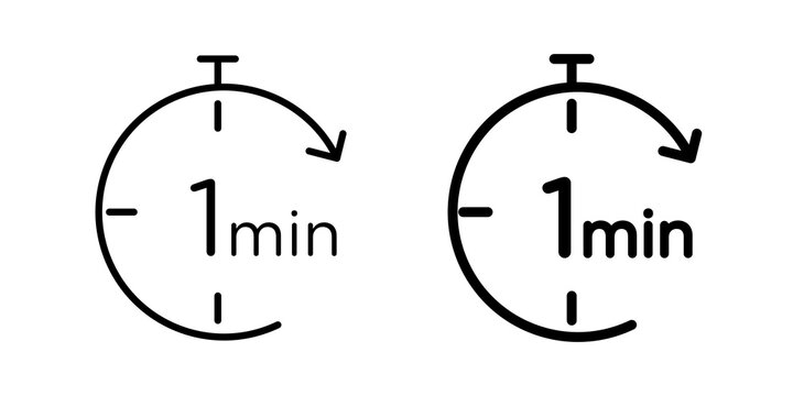 1 minute icon simple drawings set. EPS10