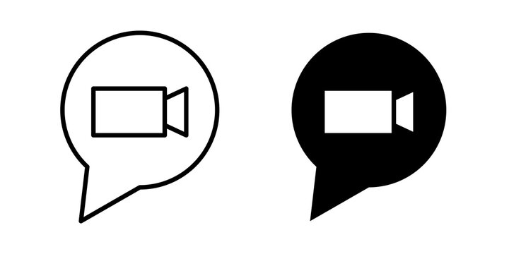 Video call icon simple drawings set. EPS10
