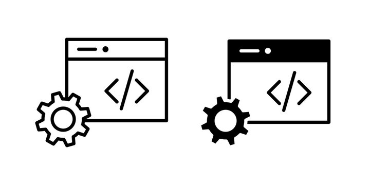 Web development icon simple drawings set. EPS10