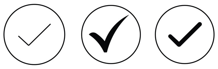 Check mark,check icon set, tick mark sign.Tick, Verified and Approved Outline Symbols. © top