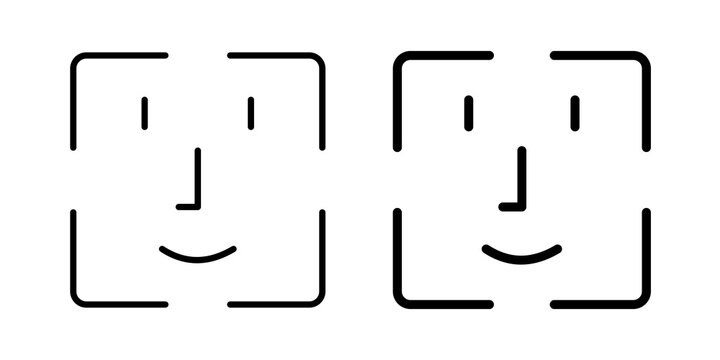 Face id icon simple drawings set. EPS10