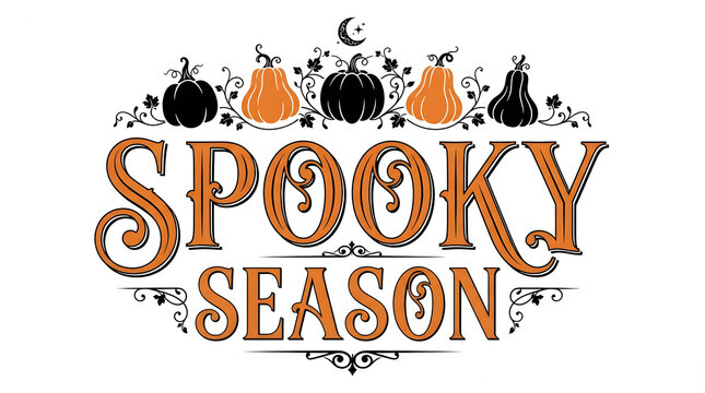 Decorative happy halloween typography featuring spooky pumpkins and seasonal autumn floral elements for holiday designs