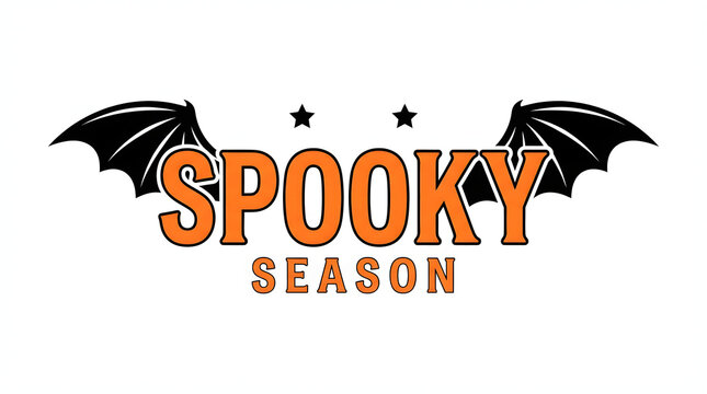 Spooky season design featuring creative happy halloween typography with black bat wings on white